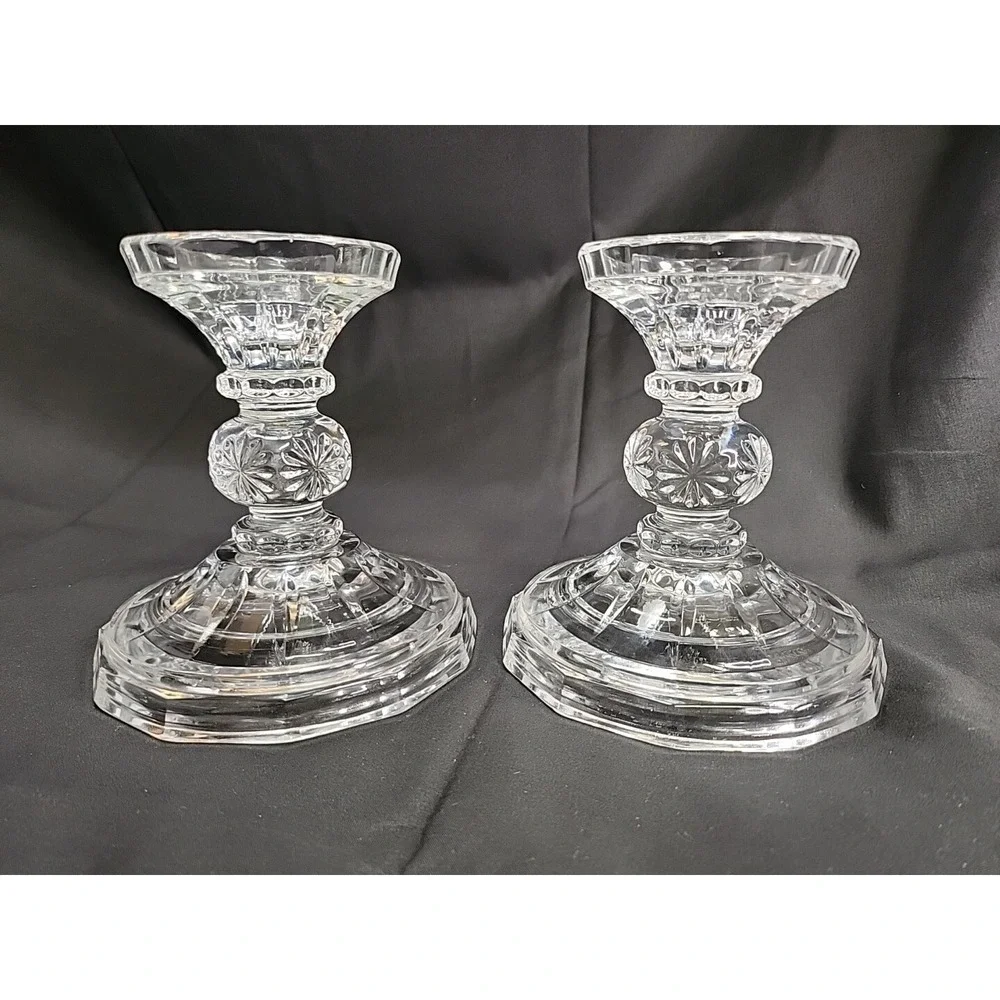 2 Stunning‎ GLASS Ornate CANDLEHOLDER 5
